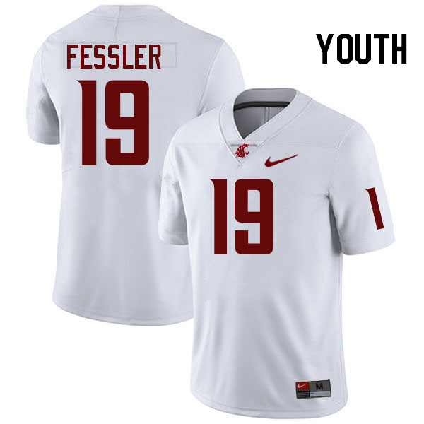 Youth #19 Van Fessler Washington State Cougars College Football Jerseys Stitched-White